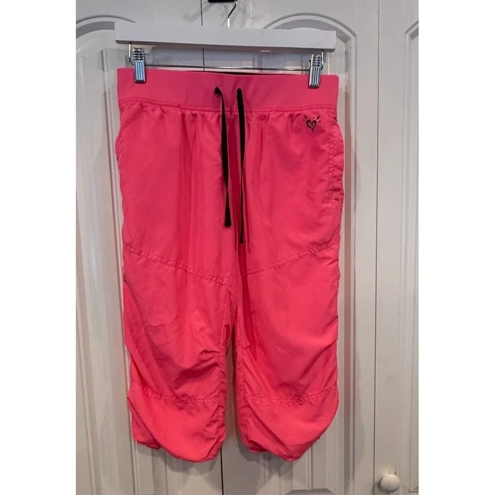 Justice Girls Pink Capri Pants Size 12 Athletic Active Jogger Yoga Athleisure
